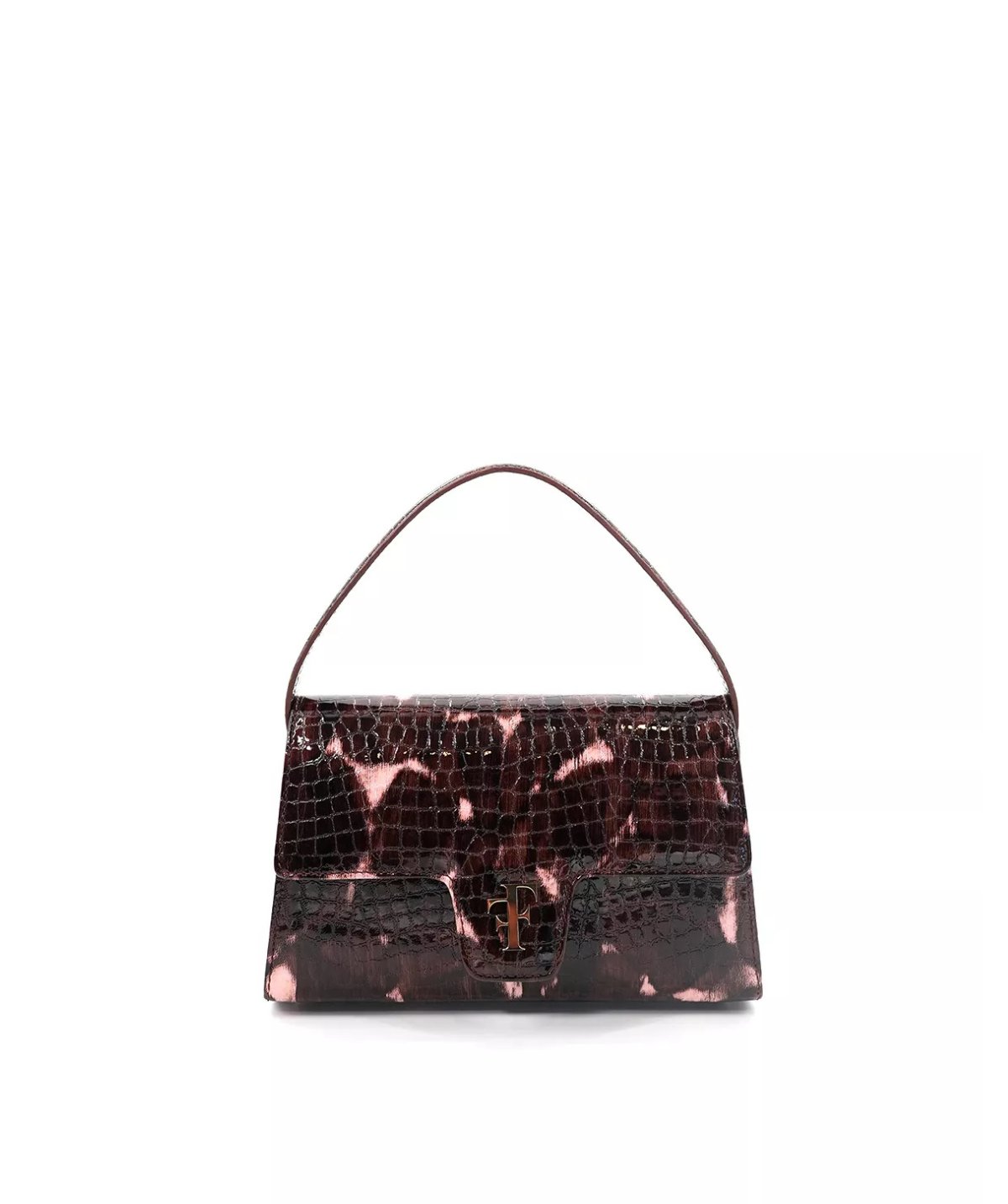 LE SAC FF23 CUIR FAÇON Croco Rose et Brun Finsbury Shoes