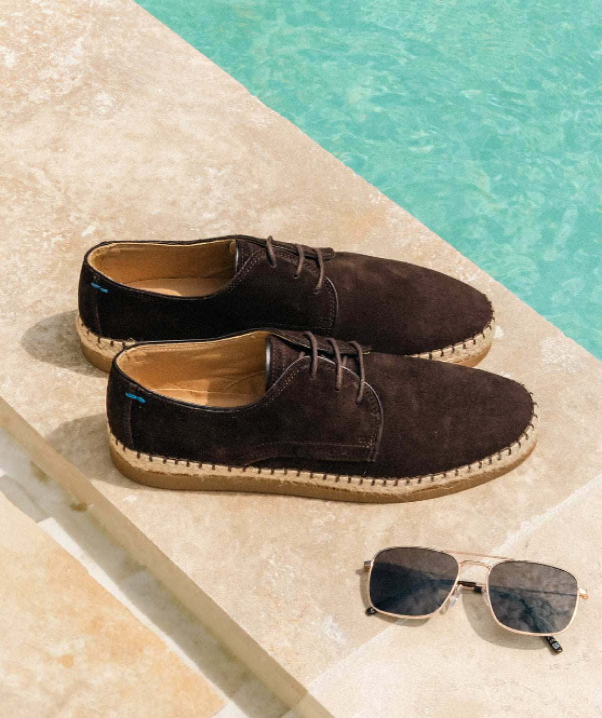 Derby espadrille CALIFORNIA Daim Marron Foncé