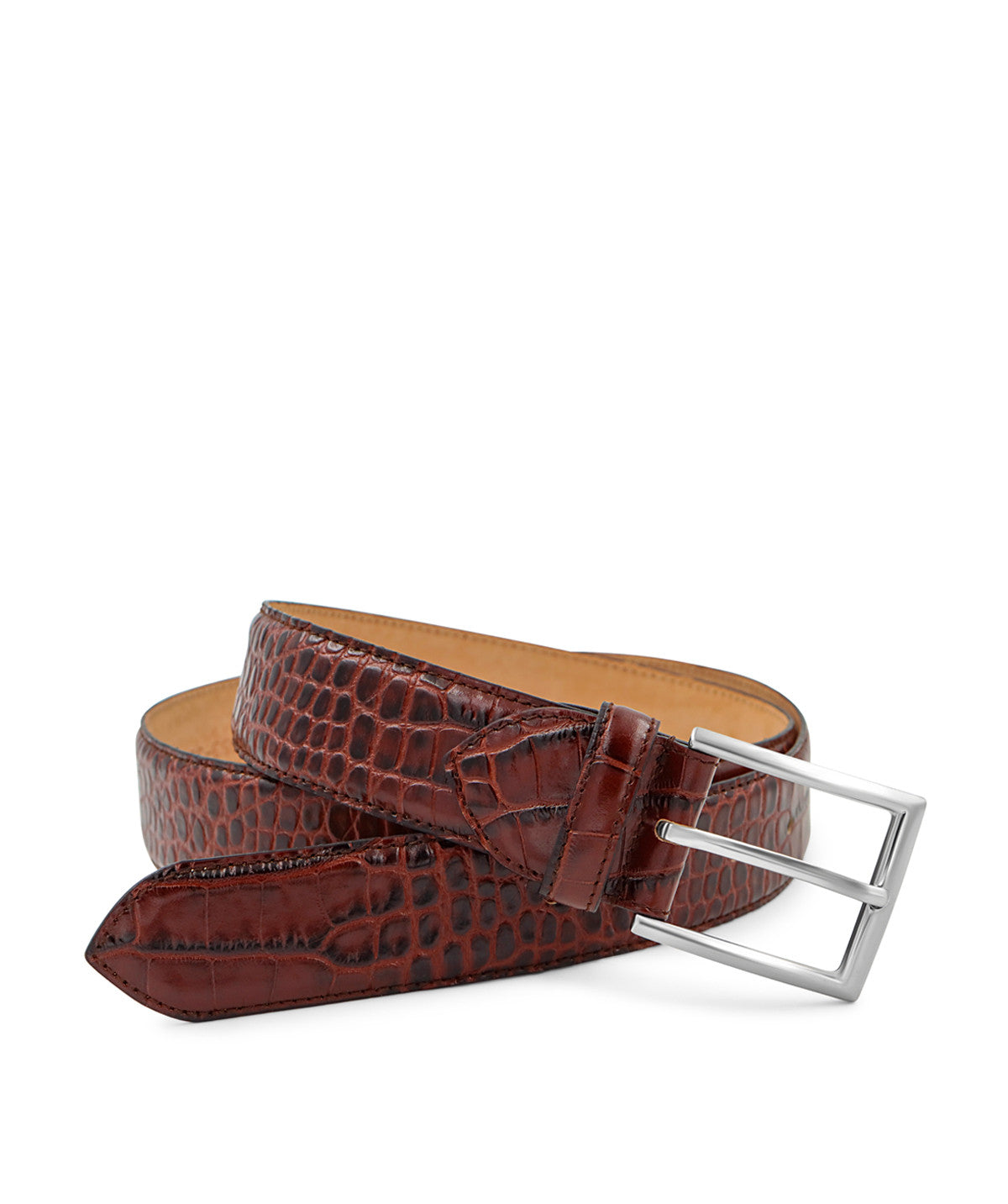 Brown Crocodile Embossed Belt (new model)