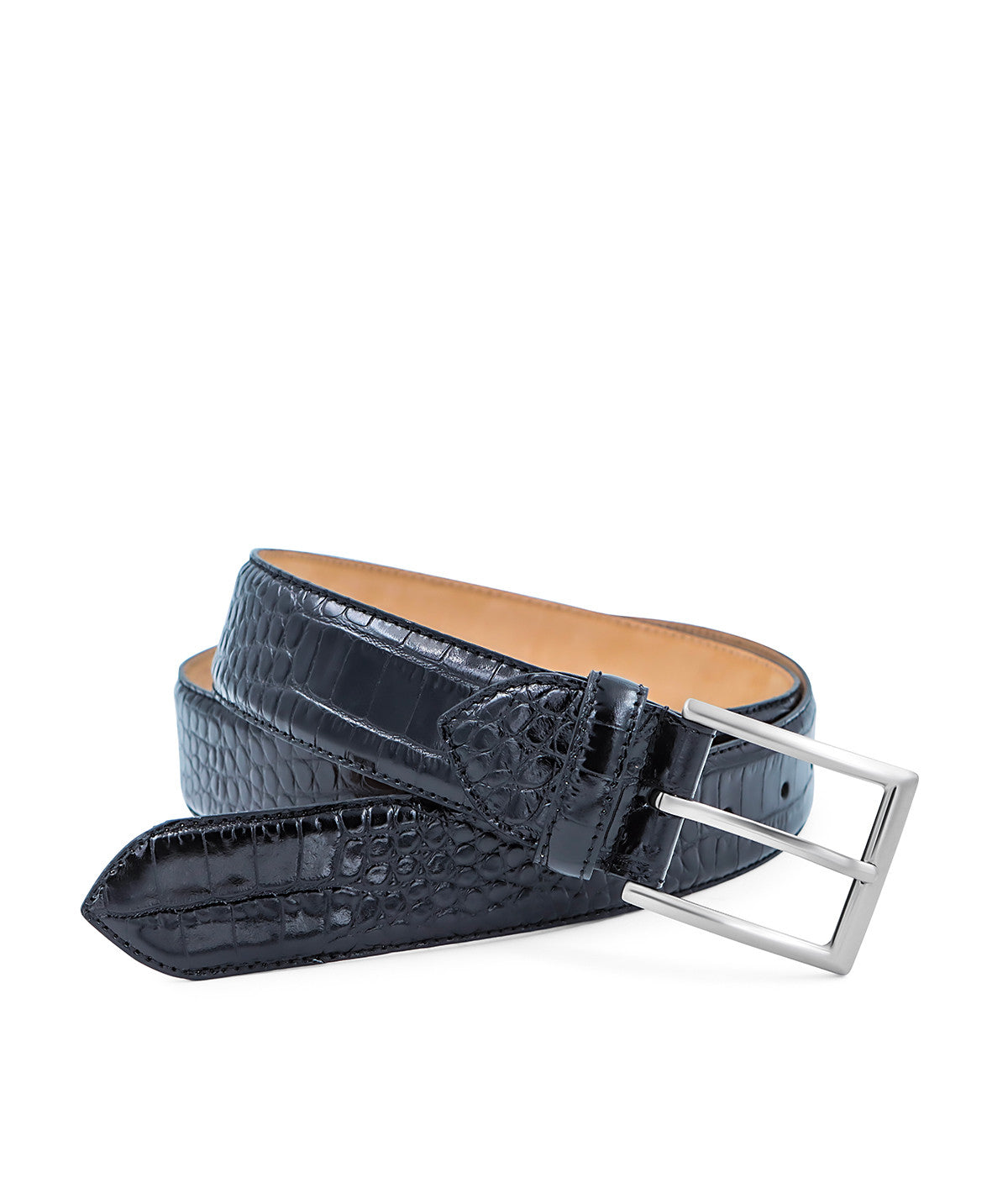 Black Crocodile Embossed Belt (new model)