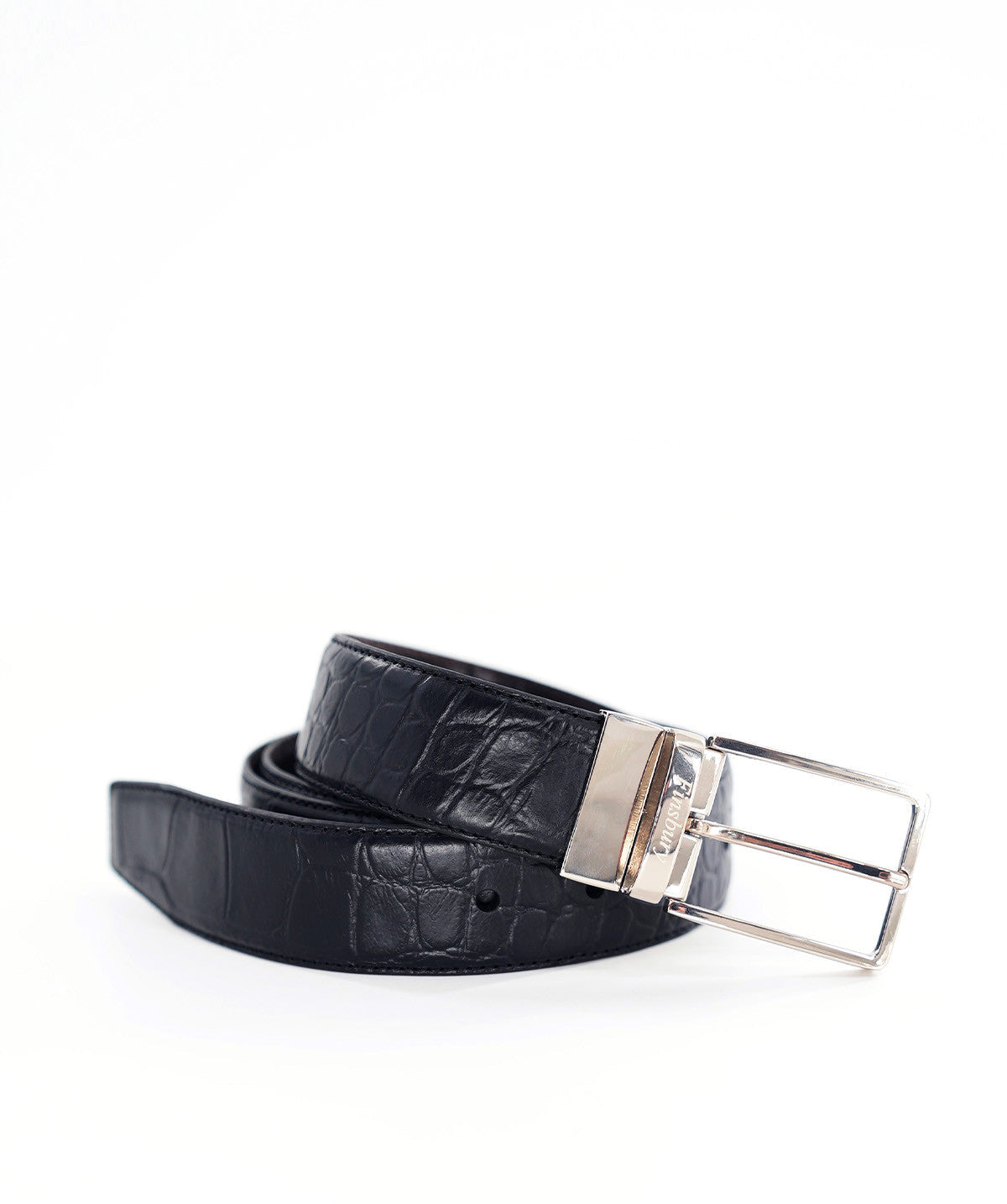 Ceinture Reversible Croco Noir et Maron