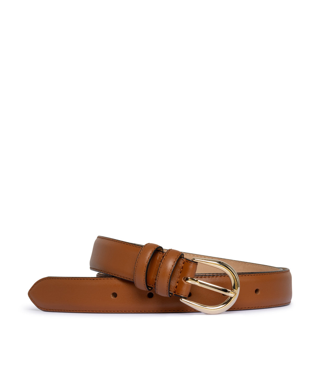 ROME Cognac belt with gold buckle - Finsbury Shoes