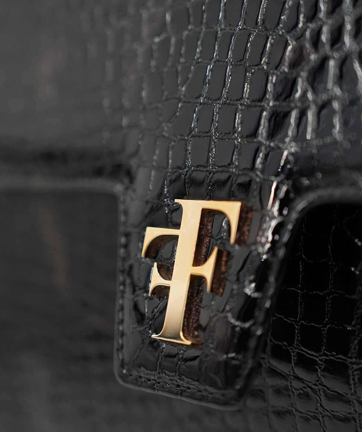 Sac FF23 Cuir Façon Croco Brun