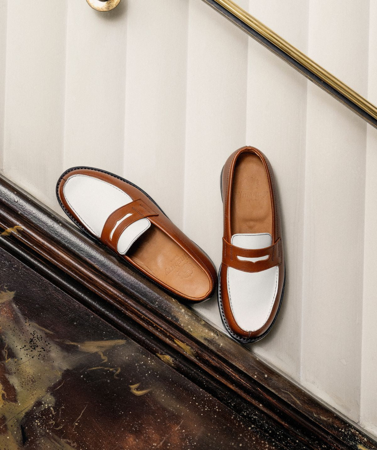 Mocassins Bicolore LILOU Armagnac et Blanc