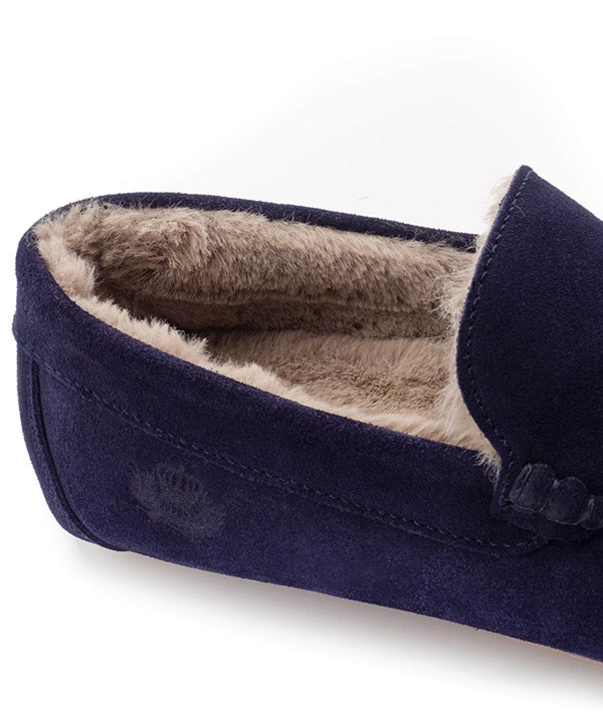 Pantoufle Fourrée HOMS Daim Bleu Marine