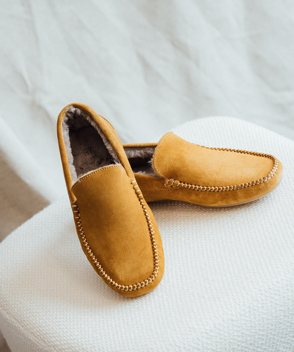 Pantoufle Fourrée HOMS Daim Marron Clair