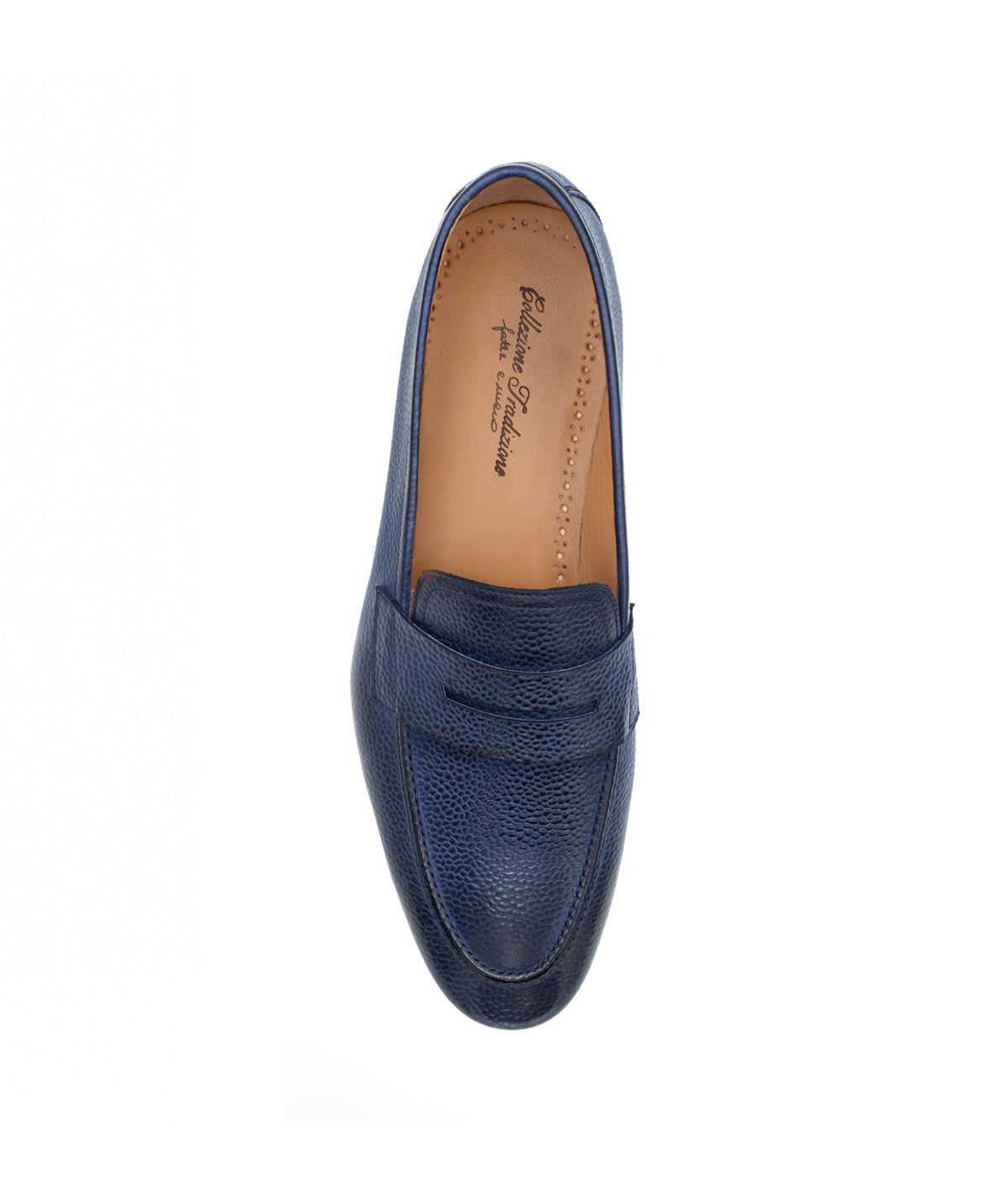 Mocassin MARKOS Grainé Bleu Patiné