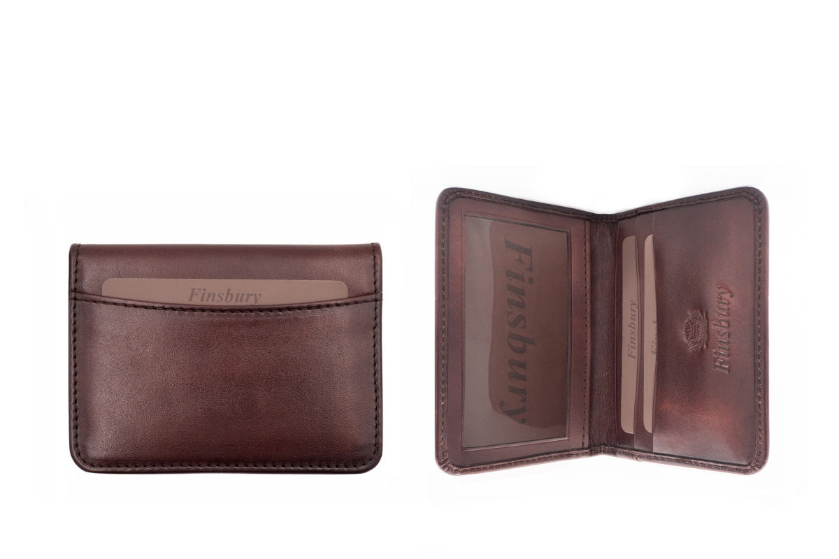 Porte-cartes à Deux Volets Marron Patiné