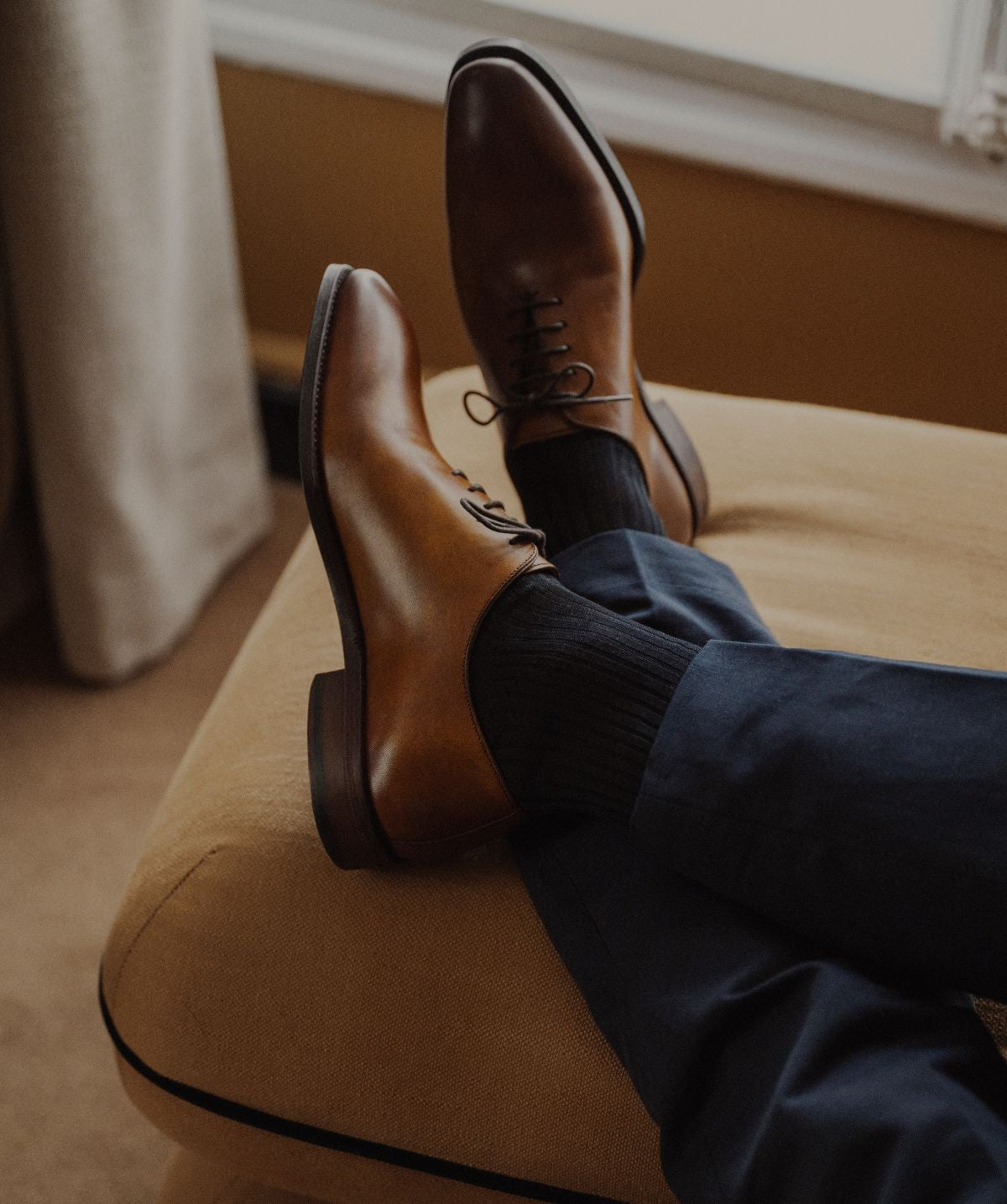 GIULIA Patinated Brown Oxford Shoes