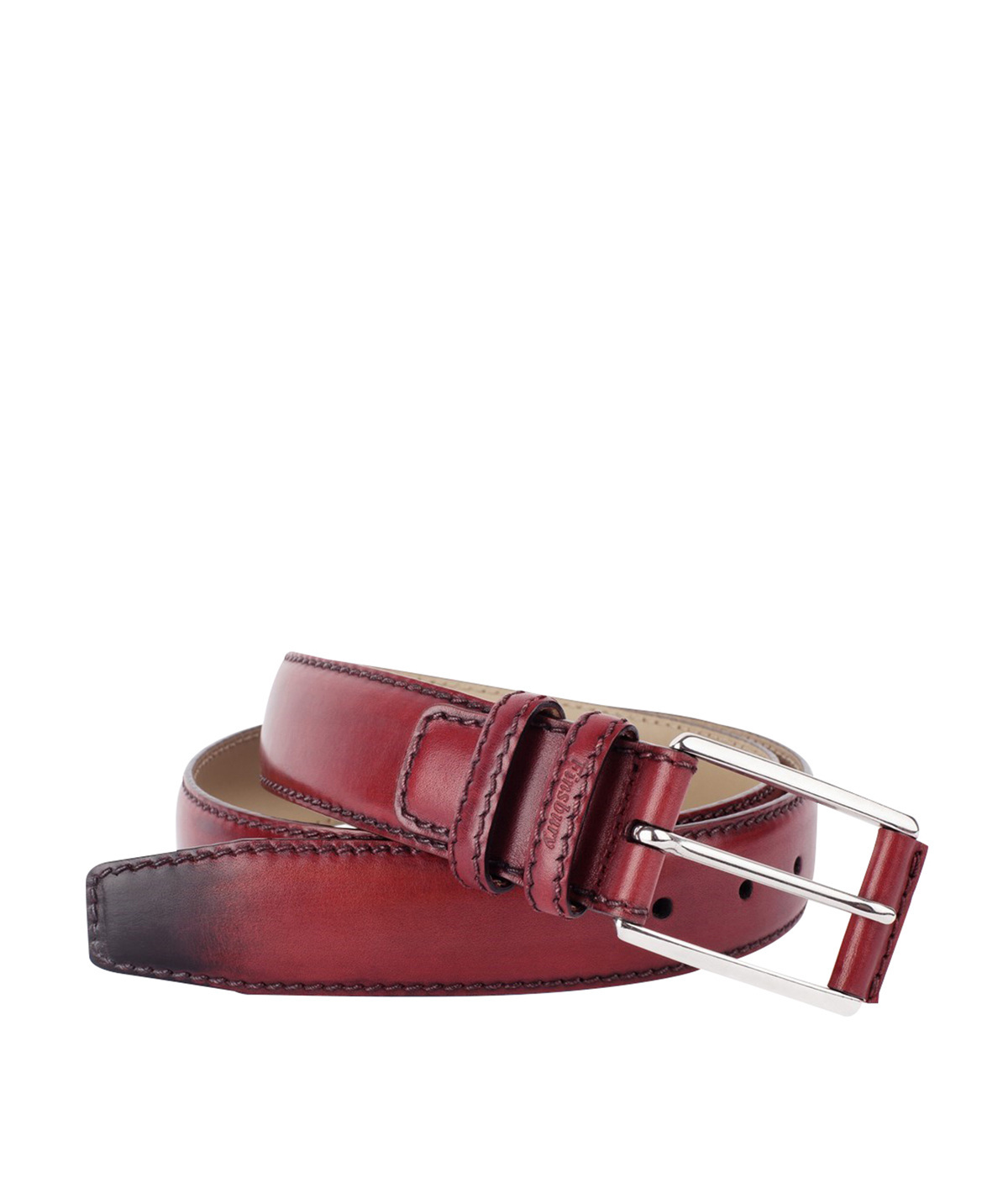 Burgundy Patina Leather Belt