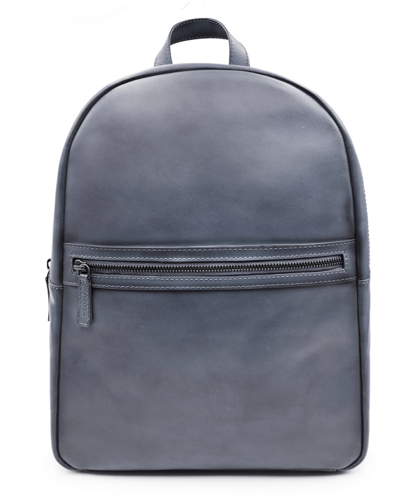 Gray Leather Backpack