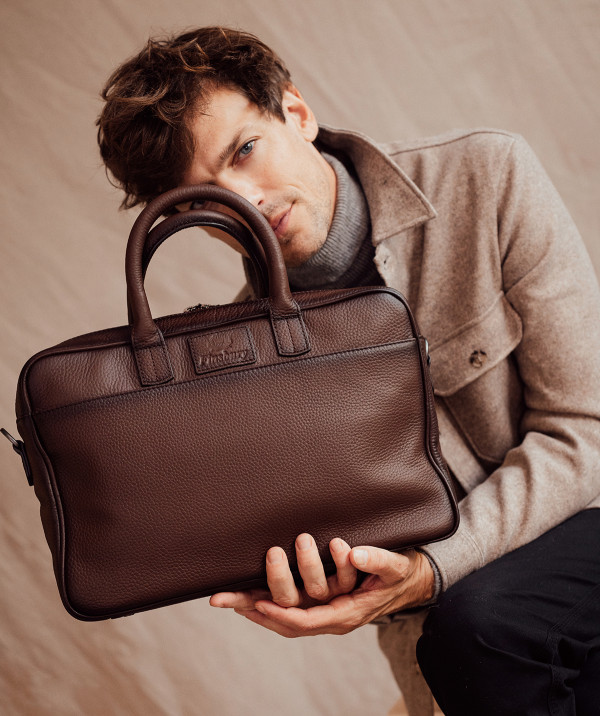 Brown Grene Grained Briefcase