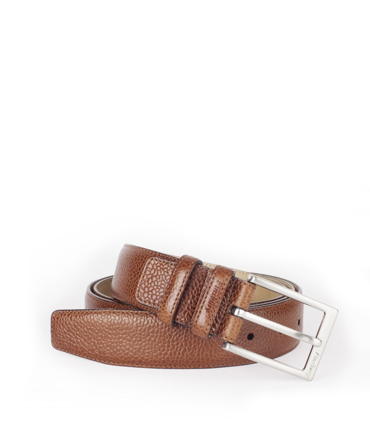 Pebble-Grain Light Brown Leather Belt