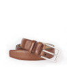 Pebble-Grain Light Brown Leather Belt