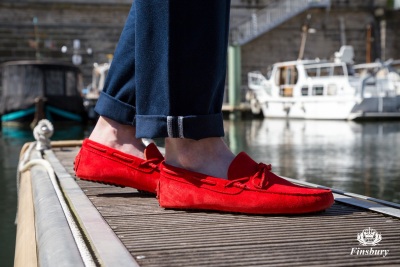 Mocassin Gino Veau Velours Rouge