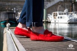 Mocassin Gino Veau Velours Rouge