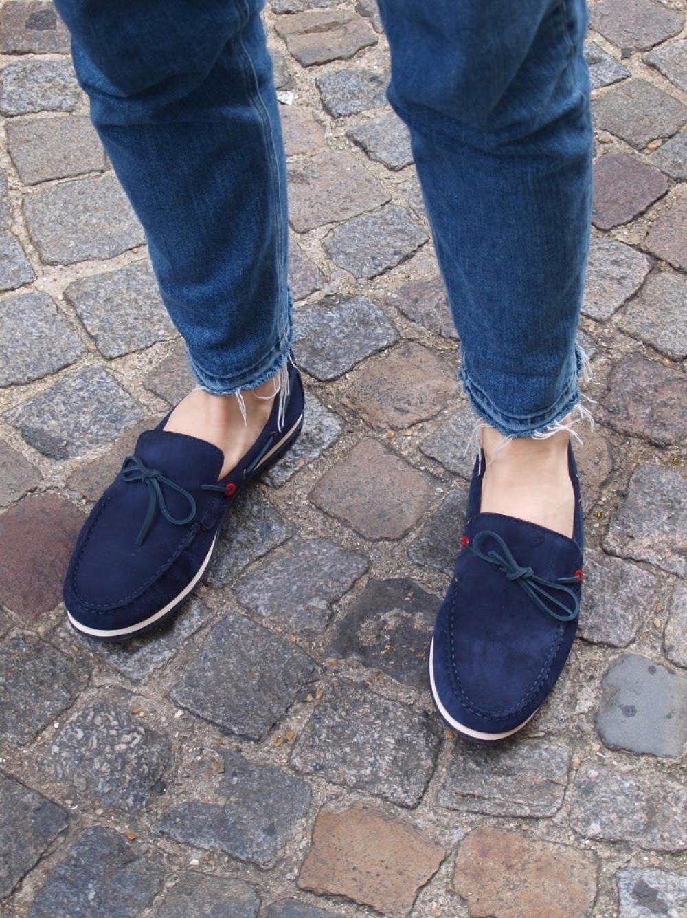 navy suede loafers