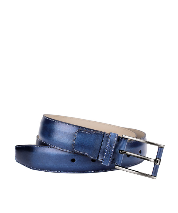 Blue Patina Leather Belt