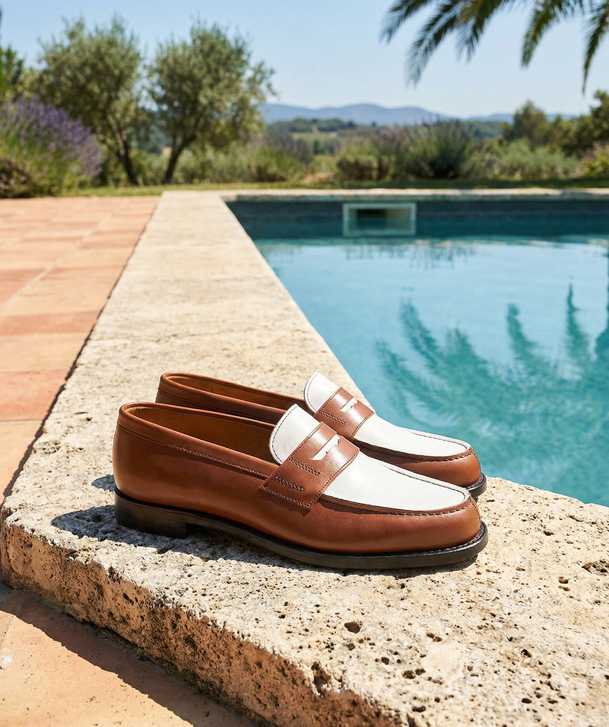 Mocassins Bicolore LILOU Armagnac et Blanc