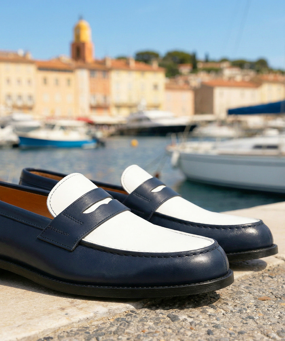 Mocassins Bicolore LILOU Marine et Blanc