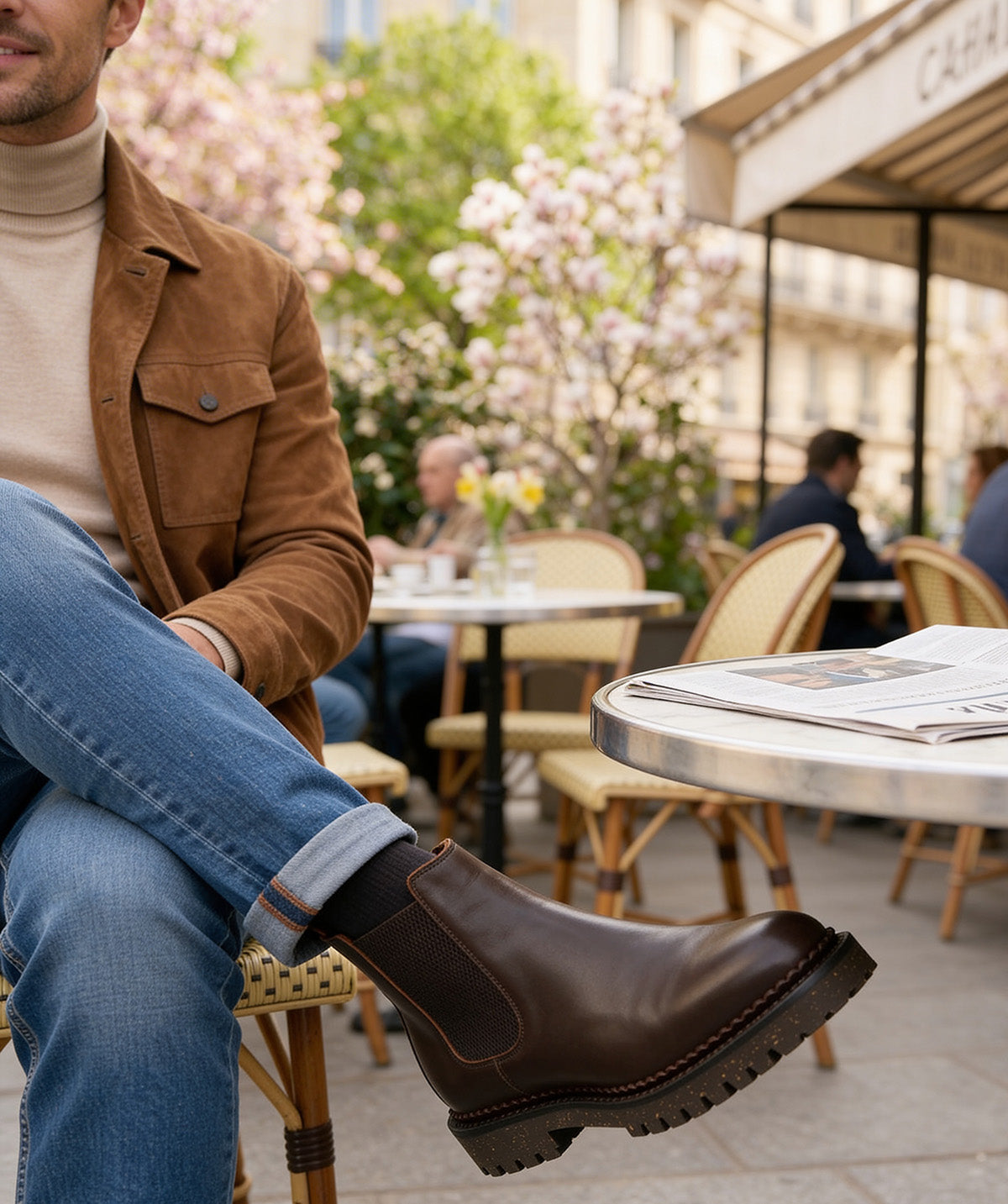 Simon Forunier ヒールブーツ ブラウン 8 FULHAM Brown Ankle Boots - Finsbury Shoes