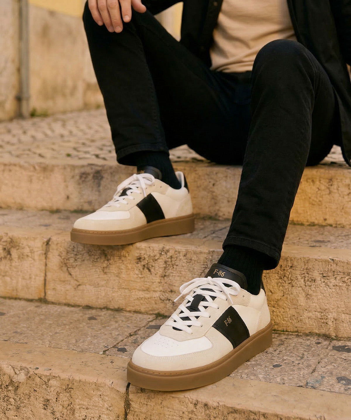 ALEXIS Black and White Sneakers