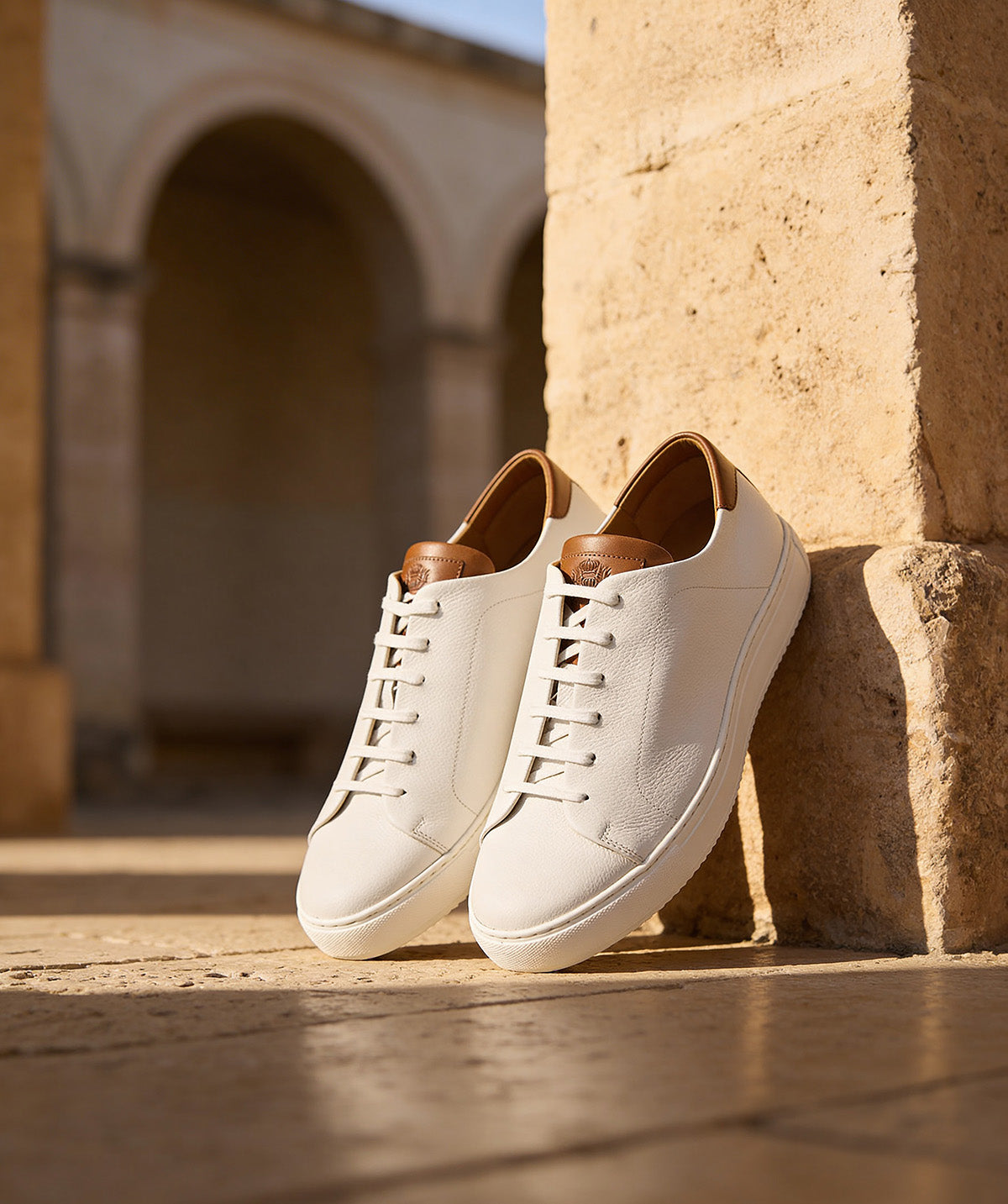 MURPHY White Grained Sneakers
