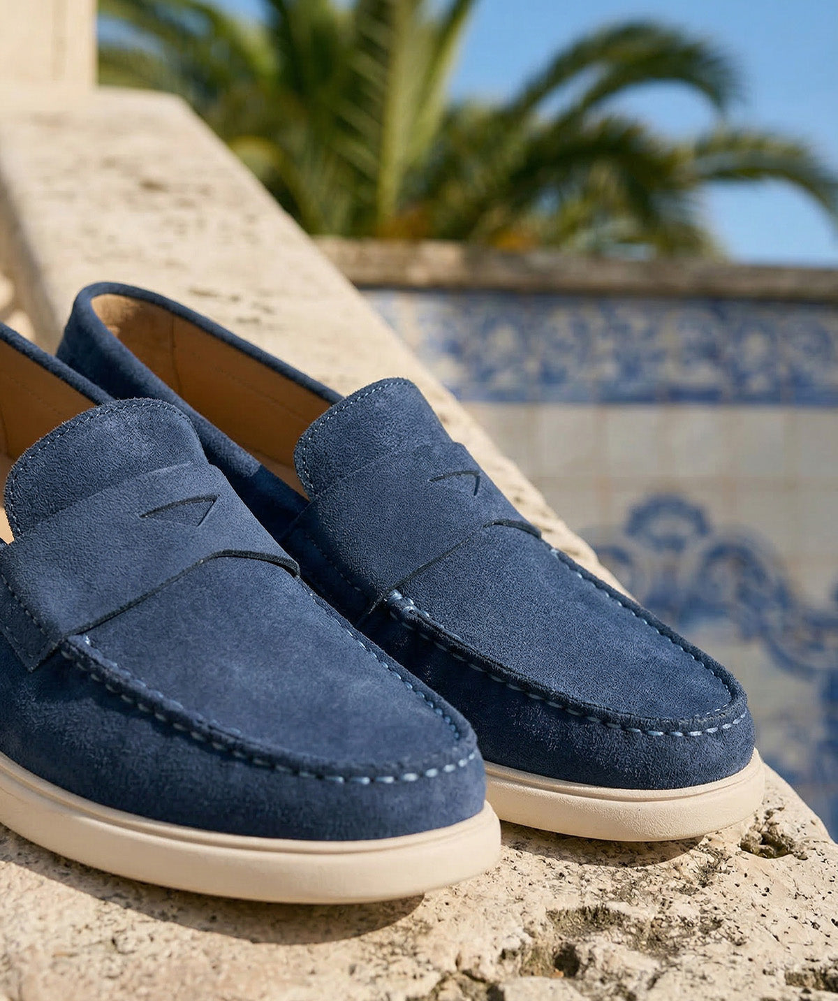 Mocassin ACAPULCO Veau Velours Bleu Azur