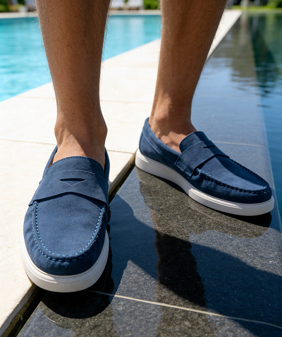 Mocassin ACAPULCO Veau Velours Bleu Azur
