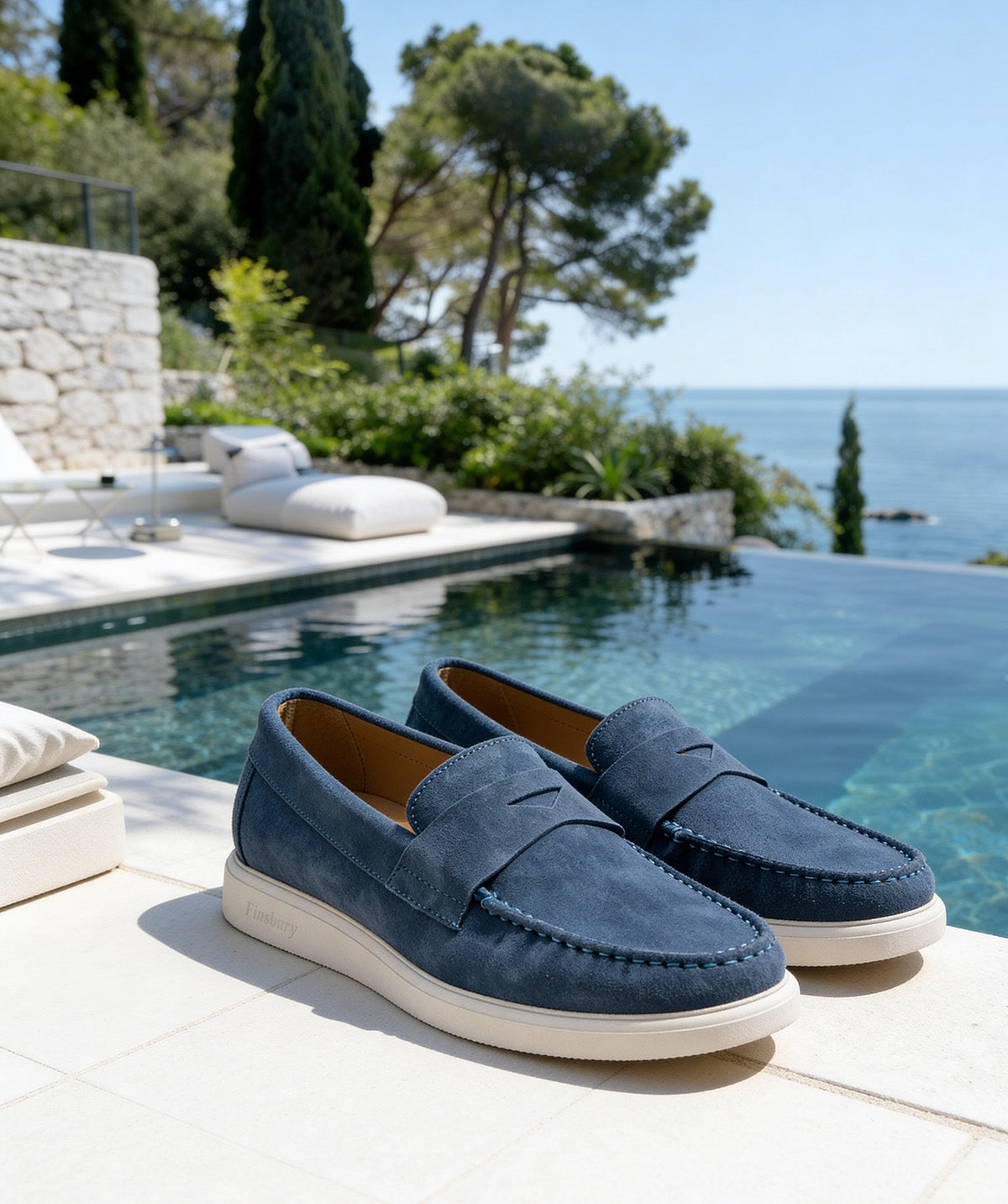 ACAPULCO Loafer Azure Blue Suede Calf - Finsbury Shoes