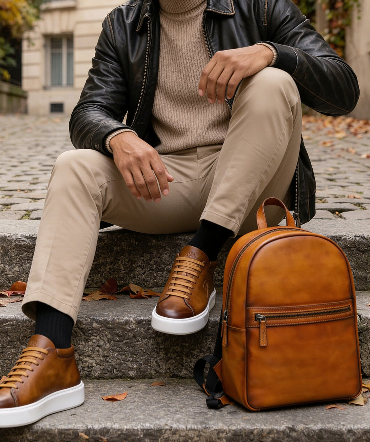 Sac à Dos en Cuir Patiné Gold