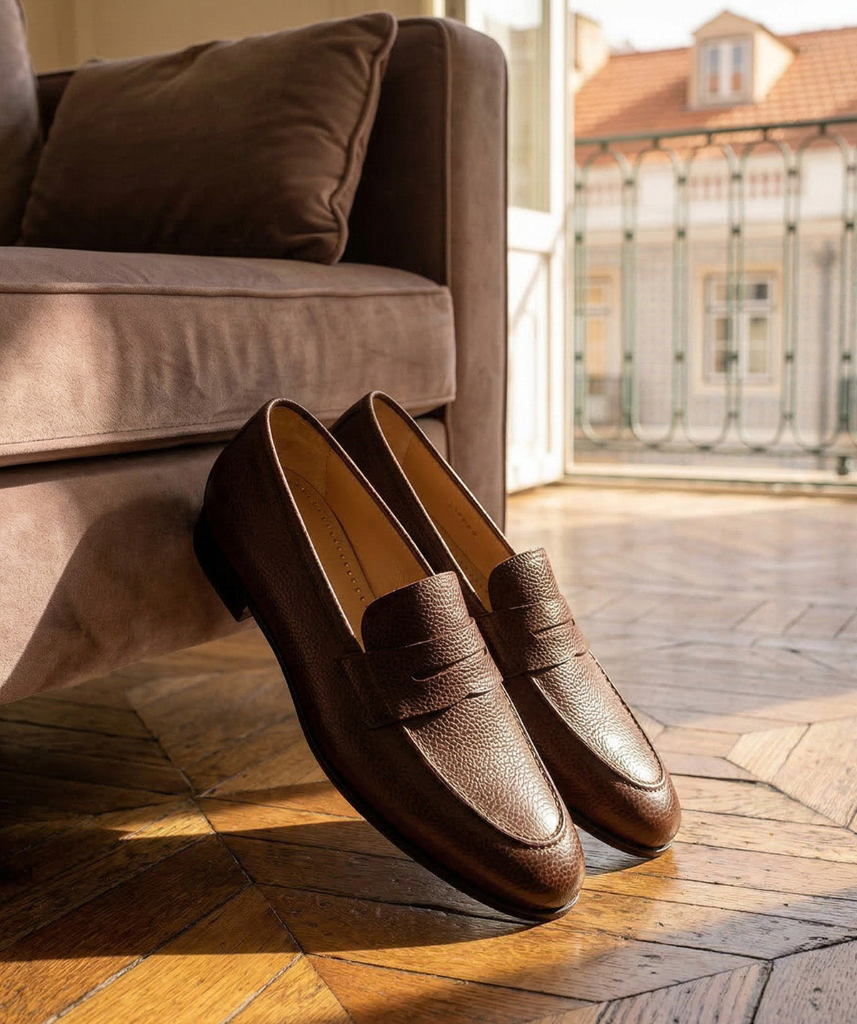 MARKOS Grained Brown Patinated Loafer