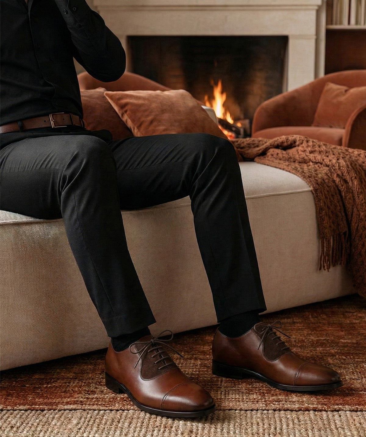 HEATHROW Brown Bi-Material Oxford