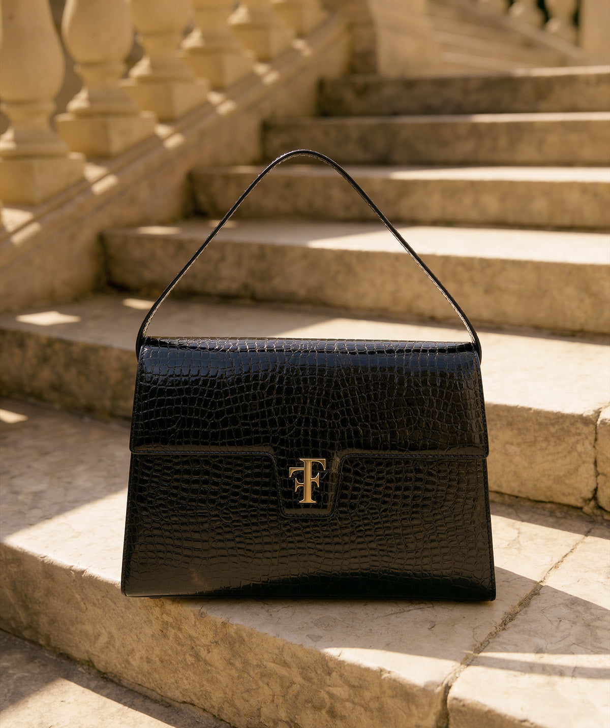 FF35 Brown Croc-Effect Leather Bag