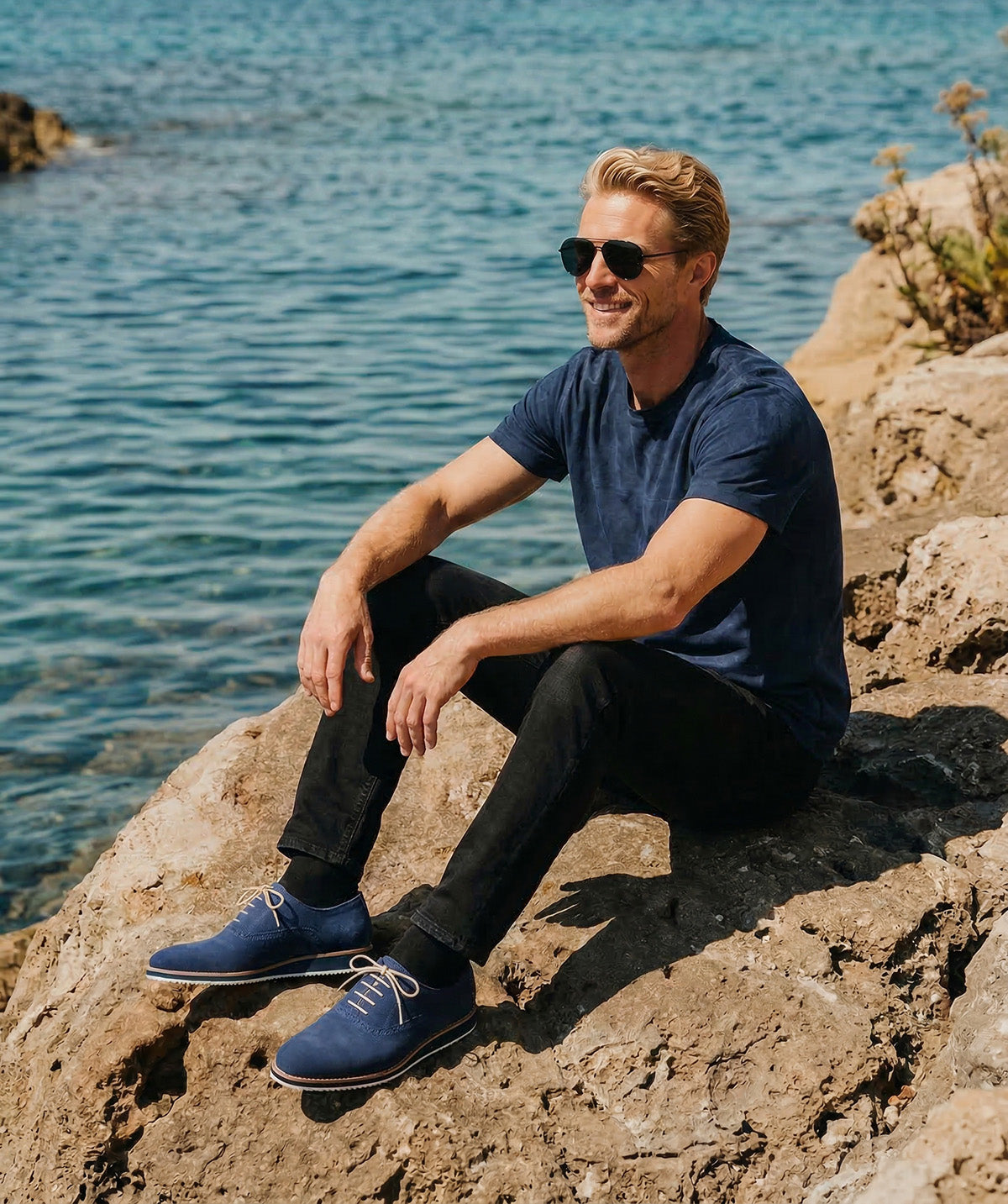 WILL Navy Suede Oxford