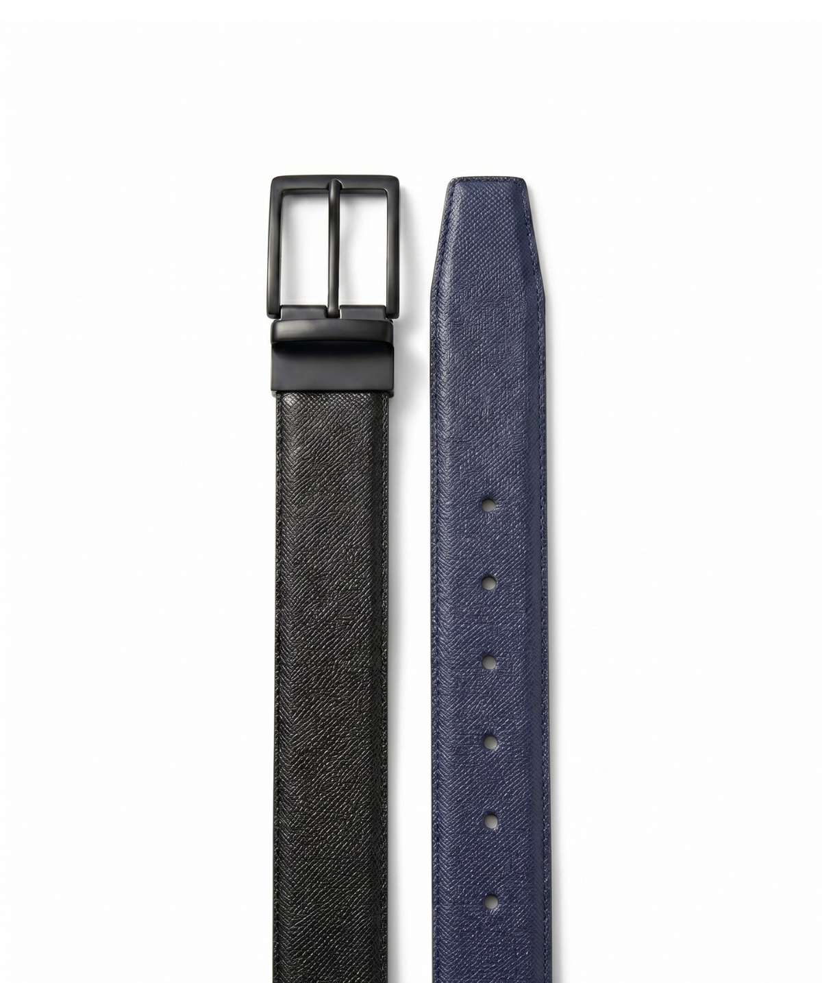 Ceinture Cuir Noir et Bleu Réversible