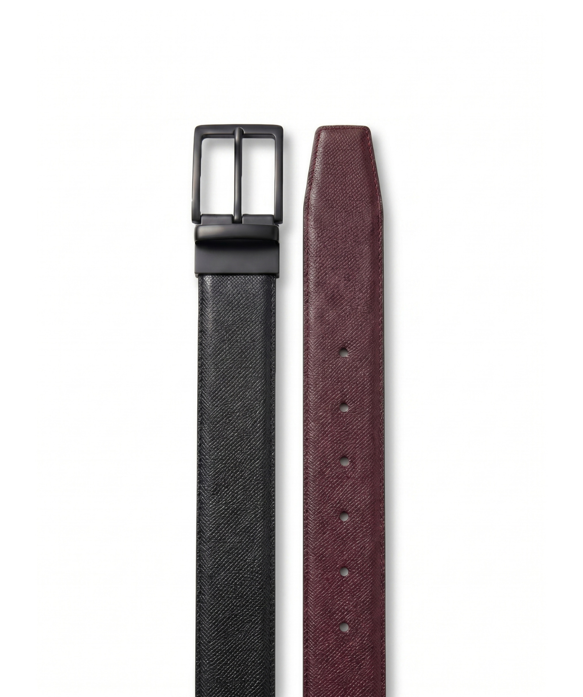 Ceinture Cuir Noir et Bordeaux Réversible