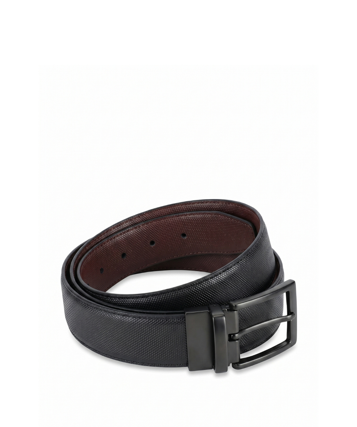 Ceinture Cuir Noir et Bordeaux Réversible