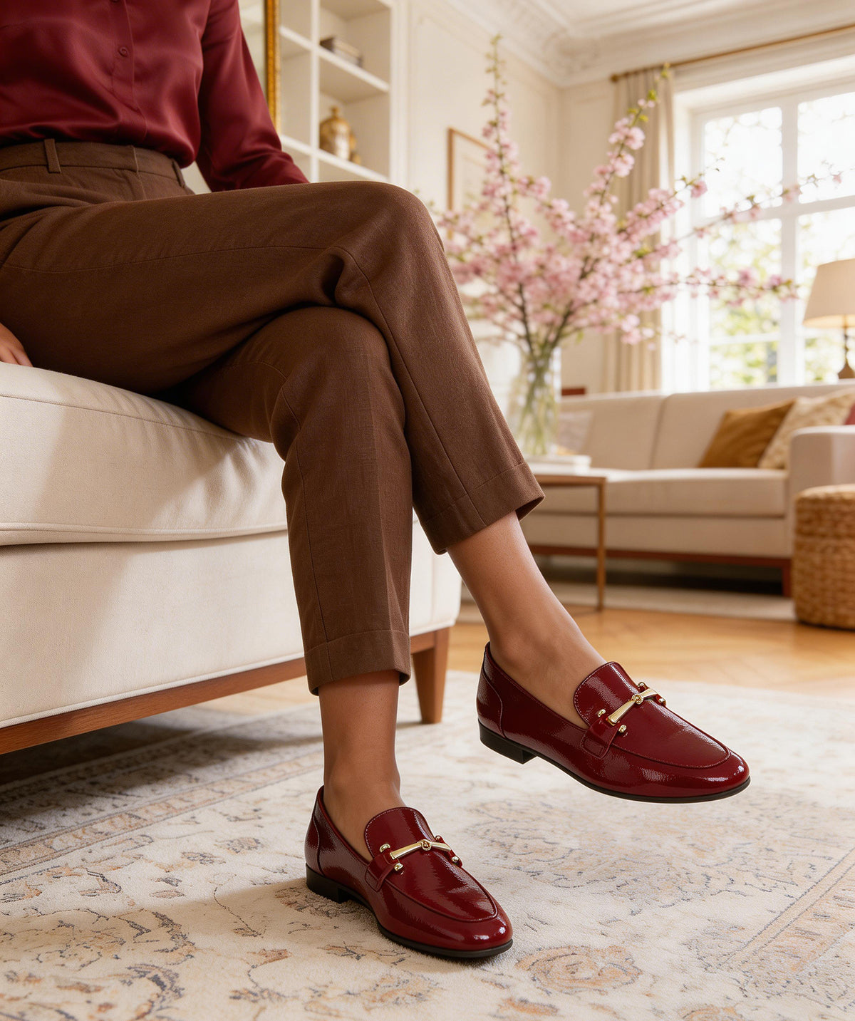 AMELIE Cherry Patent Loafers