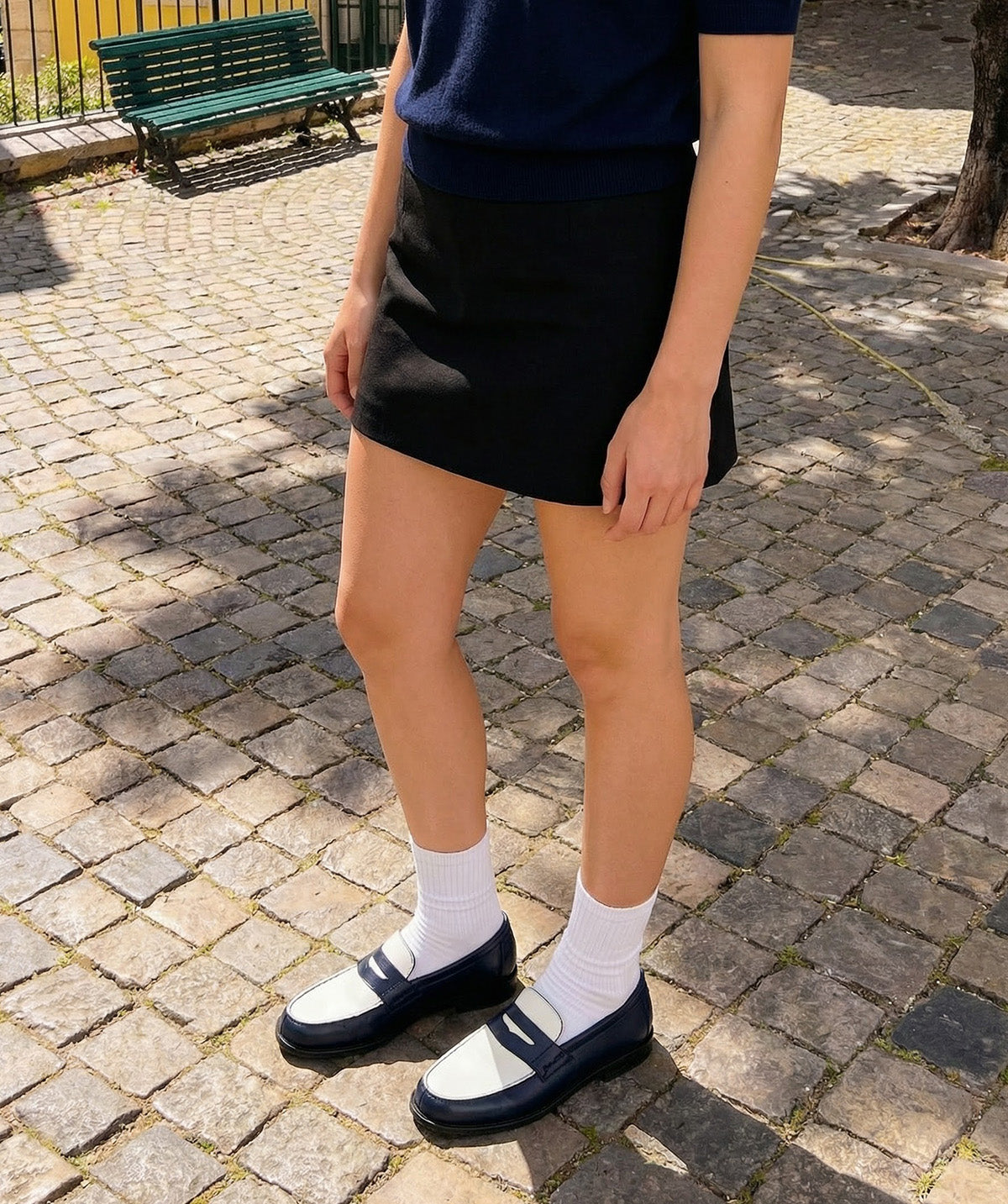 Mocassins Bicolore LILOU Marine et Blanc