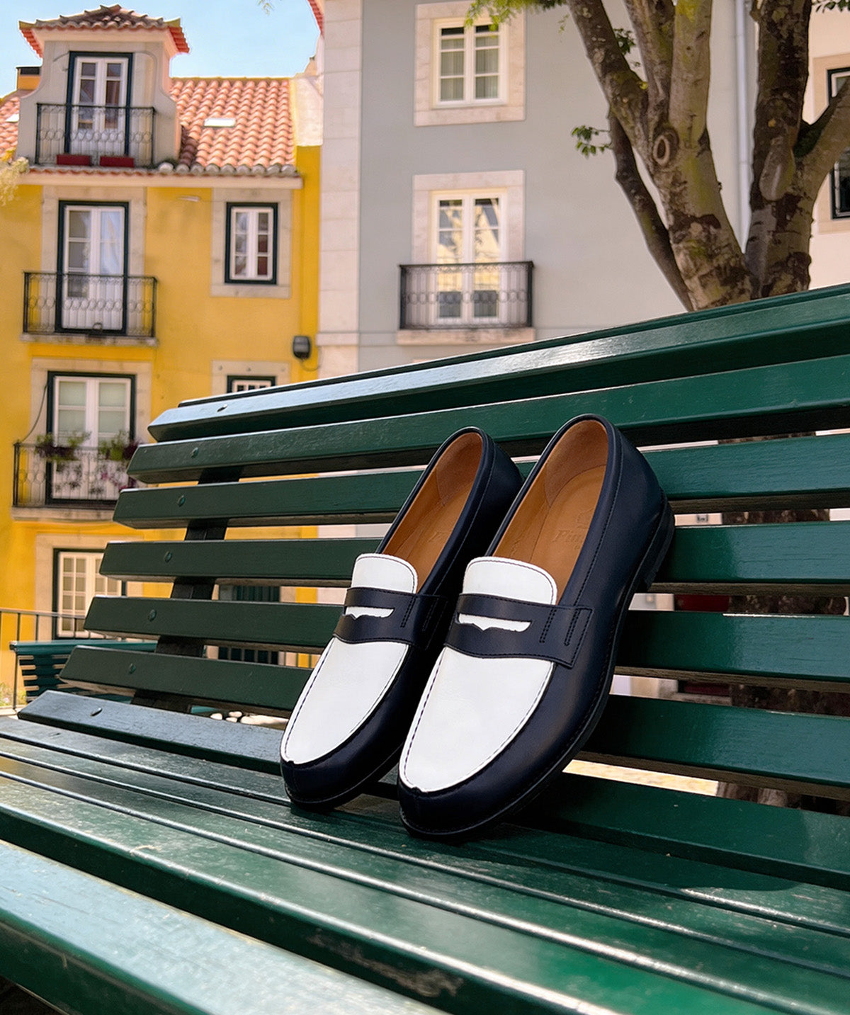 Mocassins Bicolore LILOU Marine et Blanc