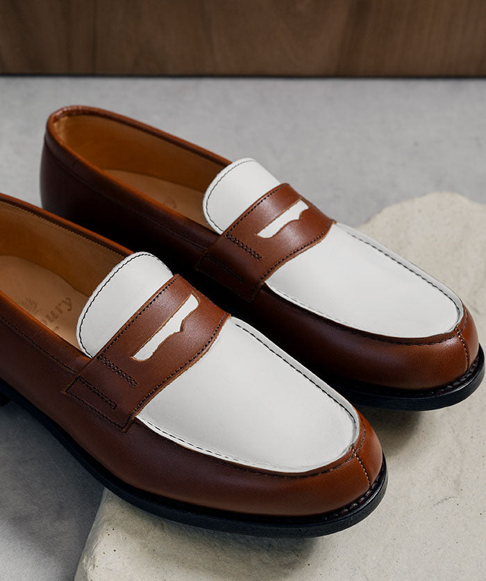 Mocassins Bicolore LILOU Armagnac et Blanc