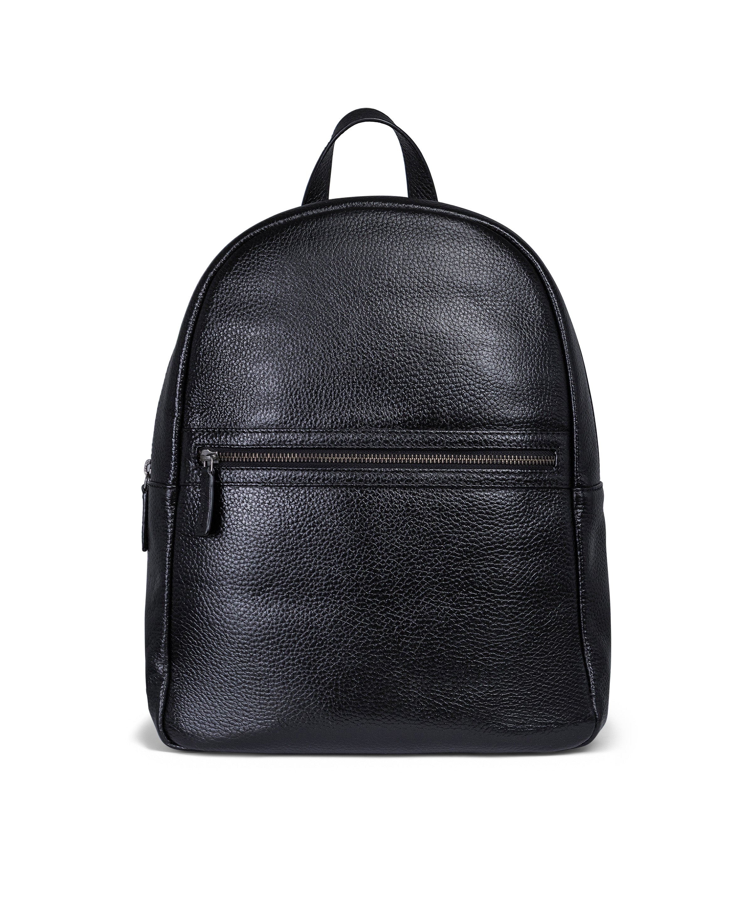 Grained Black Leather Backpack