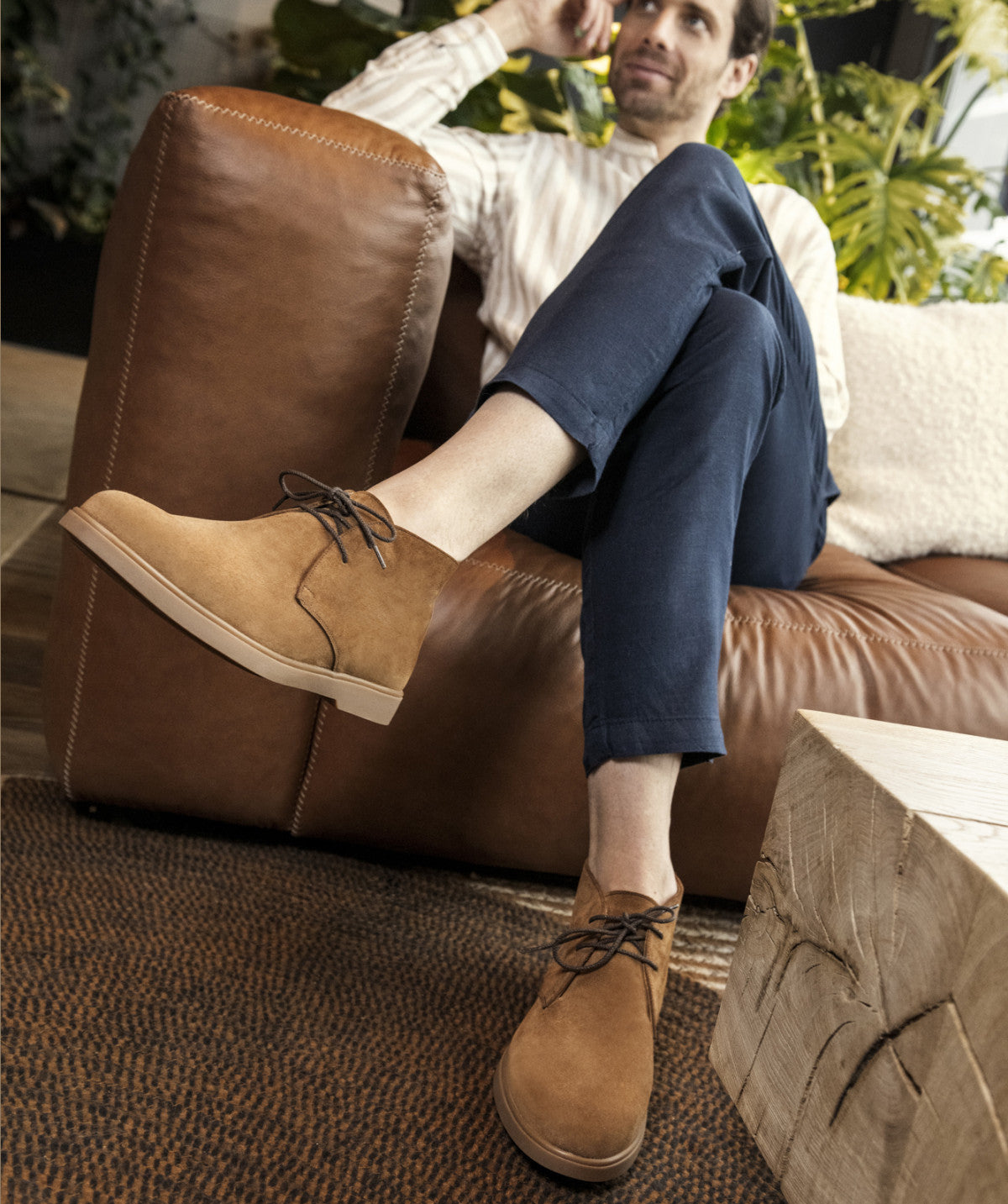 SAHARA Camel Suede Ankle Boots - Finsbury Shoes
